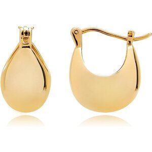Small Chunky Hoop Earrings | 18K Gold Plated Sterling Silver Huggy Earrings